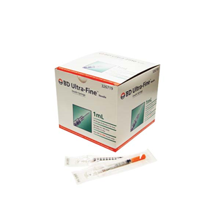 BD Ultra-Fine Insulin Syringes, 1ml, with Needle 29 Gauge x 0.5 Inch, 12.7mm, Sterile, 100 Pieces/Box Box