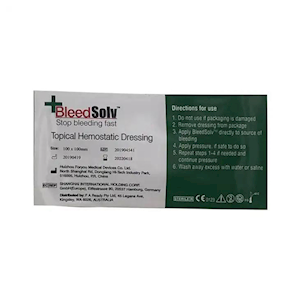 BleedSolv Topical Haemostatic Gauze Dressing, 10 x 10cm, Sterile, Hypoallergenic, 12 Pieces/Box