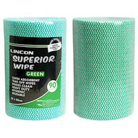 Lincon Superwipe Microfibre Cleaning Wipe, Heavy Duty, 30cm Width, Perforated/50cm, 45m, Green HACCP Cert, 90 Sheet/Roll, 4 Rolls/Carton Carton