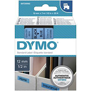 DYMO TAPE ELECT. 12MMX7M BLACKON BLUE EACH Each