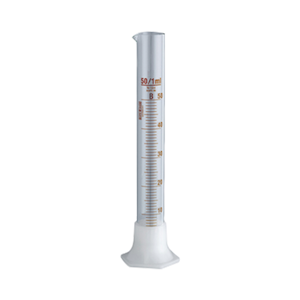Lincon Measuring Cylinder withHexBaseand Spout, Tall Form, Class A, 50mL, 26x195(H)mm,AmberStain Grad, Borosilicate Glass, 1 Piece/Box Box