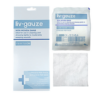 Liv Nonwoven Swabs, 7.5 x 7.5 cm x 4-Ply, Sterile, White, 3 Pieces/Pack, 50 Packs/Dispenser Box