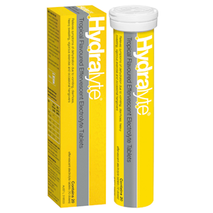 Hydralyte Effervescent Electrolyte Tablets, Tropical Flavour, 20 Tablets/Box Box