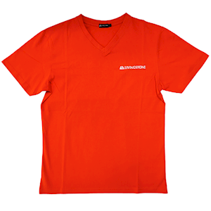 Livingstone V-Neck T-Shirt, 100pct Cotton, 45+ Thread Count, 220GSM Yarn Weight, Large, Red, Each Each