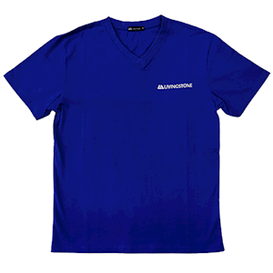 Livingstone V-Neck T-Shirt, 100pct Cotton, 45+ Thread Count, 220GSM Yarn Weight, Extra Large, Navy Blue, Each Each