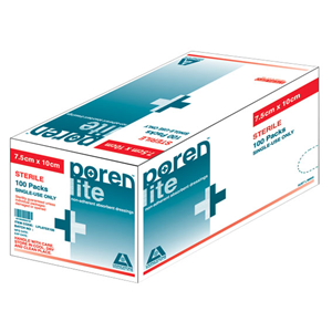 Out of Date, Poren-Lite Non-Adherent Absorbent Dressing, 7.5 x 10cm, Sterile, 100/Box, Price Discounted, While Stocks last Box