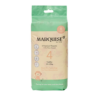 Marquise Toddler Eco Nappies Size 4 (10-15kg), Hypoallergenic, Eco-Friendly Materials, White with Pattern, 6 Pcs/Pack