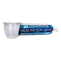 Livingstone Medicine Measure Cup, 30ml, Recyclable Polypropylene, Graduated, 100 Pieces/Bag, 50 Bags/Carton, 5000/Carton Carton