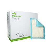 Mesorb Absorbent Underpad Dressing, 10 x 23cm, Fluid-Repellent Backing Barrier, Blue, Breathable, 50/Box Box