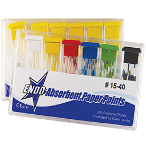 Endodent Absorbent Paper Points, ISO Size No. 15, Biodegradable, Sterile, White, 200/Cell Pack Pack
