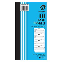 CASH RECEIPT BOOK #616 DUPLICATE 4 TO A VIEW EA Each