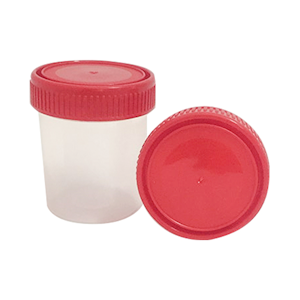 VACUSERA Specimen Container, 100mL, Red Cap, Individually Wrapped, Sterile, 300 Pieces/Carton
