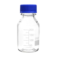 Isolab Lab Reagent Bottle, 250ml, Clear, Medium Neck, with Screw Cap, Borosilicate Glass, European, Each Each