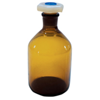 Livingstone Laboratory Reagent Bottle, 100ml, Narrow Mouth, with Recyclable Plastic Stopper, Amber, Borosilicate Glass, 12 Pieces/Carton Carton