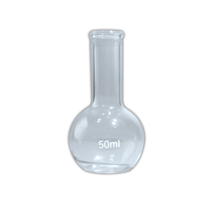 Scherff Flat-Bottom Spherical/Boiling Flask, 50ml, Narrow Neck with Rim, Borosilicate Glass, Clear, European, Each Each