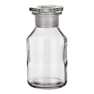 Simax Laboratory Reagent Bottle, 100ml, Wide Neck, with Glass Stopper, 29/22 Socket Joint, Clear, Borosilicate Glass, Each Each