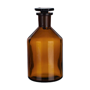 Simax Laboratory Reagent Bottle, 500ml, Narrow Neck, with Glass Stopper, 24/29 Socket Joint, Amber, Borosilicate Glass, Each Each