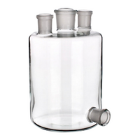 Simax Woulff Bottle w/Three Necks & Bottom Outlet, 5000mL, SJ (1)45/40, SJ (2)24/29, 180x316(H)mm, Borosilicate Glass, European, Each Each