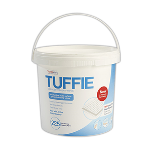 Tuffie Detergent Wipes, General Cleaning Wipes, Large, Alcohol Free 225 Sheets/Tub Each