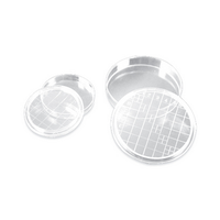 Aptaca Petri Dish Contact Type with 3 Vents, 55mm Diameter, with Lid & Counting Grid, Sterile, Recyclable Polystyrene, 10 Pieces/Bag Bag