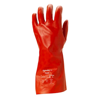 Ansell Alphatec Chemical Resistant Gloves, 15-554, PVA Coated, Knitted, Smooth Grip, Red, Size: 10, 12 Pairs/Pack Carton