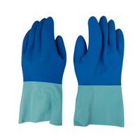 Natural Rubber Latex Gloves, Gauntlet with Suede Palm, Level 2 Heat Resistant, 300 mm, Blue Large (Size 9 1/2), , Pair Pair
