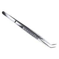 Asa College Tweezers, 16cm, Angled with Pin, Serrated, Each Each