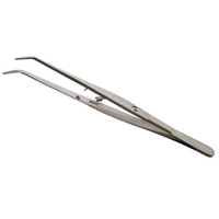 Asa Dental College Locking Tweezer Forceps, 15cm, Angled with Pin and Lock, Serrated, Stainless Steel Each Each