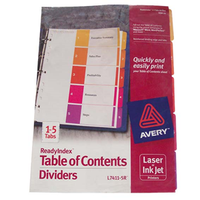 Avery L7411-5 Ready Index Set, 5 Tabs, Each Set