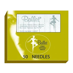 Out of Date, Ballet Electrolysis Needle, Gold One Piece K Shank #2, 50/Box Original Unopened Condition Price Discounted While Stocks last Box