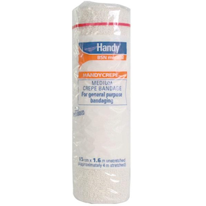 HANDYCREPE MEDIUM BNDG, WHITE 10CM X 1.6M single roll only Roll