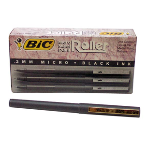 PENS BIC MICRO METAL ROLLER BLACK 12/BOX Pack