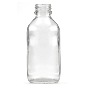 Glass Bottle Only, 100mL, Round, Narrow Top, Clear, 56 Pieces/Box (Compatible Cap: BC2481, Sold Separately) Box