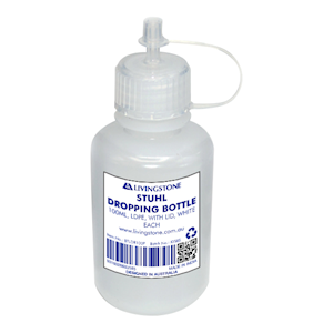 Livingstone Stuhl Dropping Bottle 100mL, Recyclable LDPE, with Lid, White, 10 Pieces/Bag
