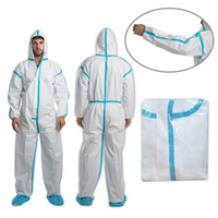 Safeplus Coverall Protective Suit with Hood, Type 4, 5, 6, 63gsm, XXL, White, Microporous, Disposable, 1/Pack Pack