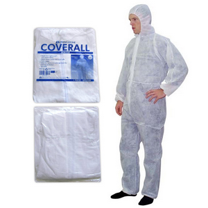 Livingstone Coveralls Protective Suit with Hood, 40gsm, Medium, Waterproof, Recyclable Polypropylene SPPand PE , White, 50/Carton Carton