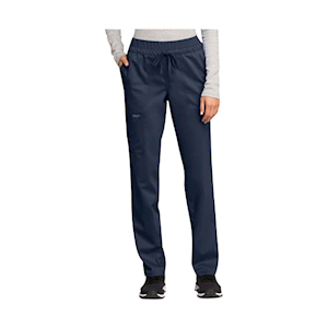 Scrub Pants, Womens Mid Rise, Tapered Leg, Drawsting Knit Waistband, Navy, Inseam 31", Free Size, Standard, Each Each