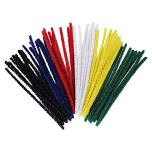Jasart Pipe Cleaners, Cotton, 6mm Diameter x 15cm Long, Assorted Colour, 100/Pack Bag
