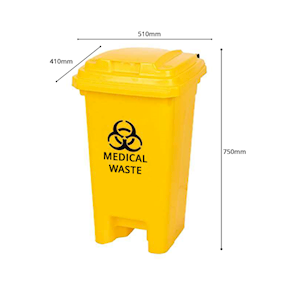 Livingstone Clinical Biohazard Waste Bin, 70 Litre, Hands-Free Foot Pedal Opening, Polypropylene, Yellow, Each
