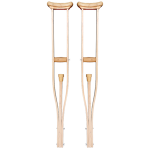 Livingstone Underarm Crutches 152 - 122cm, Large, Adjustable, Biodegradable, Eco Friendly Wood, 1 Pair/Pack, 8 Pairs or 16 Pcs/Carton