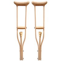 Livingstone Underarm Crutches 89 - 107cm, Small, Adjustable, Biodegradable, Eco Friendly Wood, 1 Pair/Pack, 8 Pairs or 16 Pcs/Carton