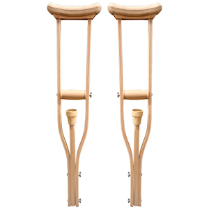 Livingstone Underarm Crutches 89 - 107cm, Small, Adjustable, Biodegradable, Eco Friendly Wood, 1 Pair/Pack, 8 Pairs or 16 Pcs/Carton