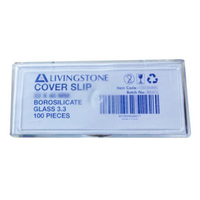 Livingstone Microscope Cover Slip, 18 x 18mm, No. 1 Thickness, Borosilicate 3.3 Glass, 100 Pieces/Pack, 1000 Pieces/Carton Box