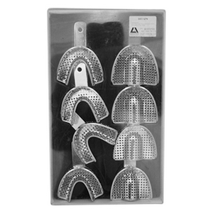 Asa Dental Impression Trays, Perforated, Retention Rim, Upper/Lower, Extra Large, 8/Set Set