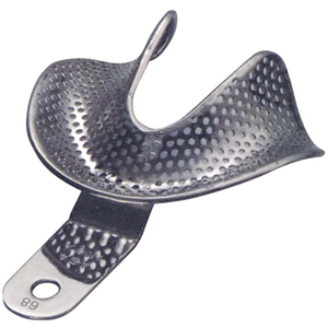 Livingstone Dental Impression Trays, Perforated, No. 68, Lower Edentulous Edentate, Rolled Lip, Medium, Stainless Steel, Each Each