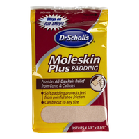 DR. SCHOLL'S ADHESIVE MOLESKINPLUS PADDING, 3/PK Pack