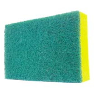 Livingstone Green Scourer with Yellow Sponge, 15 x 10 x 3cm, Heavy Duty, 10/Pack Pack