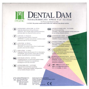 HYGIENIC RUBBER DAM DARK HVY 5x5in 52/PK Pack