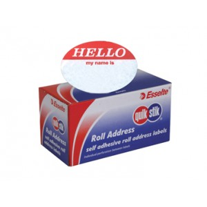 Quik Stik Adhesive Label, Oval, 48 x 63mm, 100 Labels/Box Box