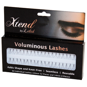 Xtend by Lilith Voluminous Lashes, Assorted Eye Lash Ends, Contains 60 Individual Lashes (10mm x 52 Pieces, 14mm x 8 Pieces), Each Pack Pack